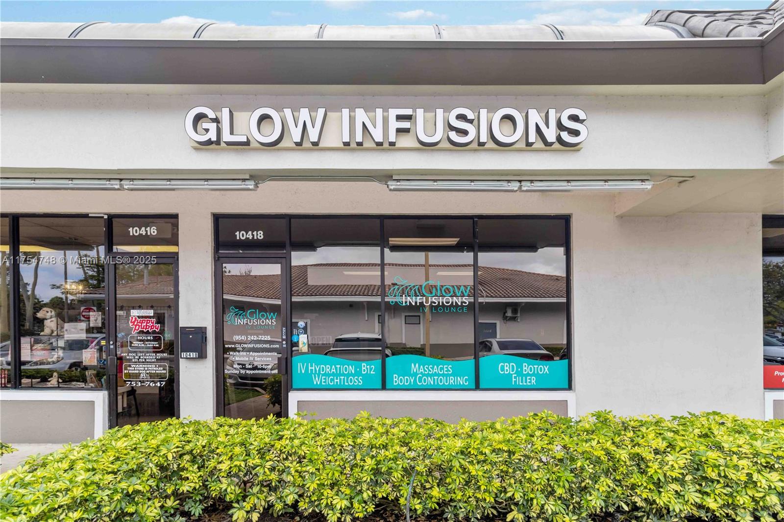 IV Hydration Lounge Med Spa Asset & Consumer Book of Business Sale. State-of-the-art, turn-key contemporary beauty medical spa featuring IV Therapy, Cryo-skin, B12 Shots & Laser Hair Removal in the heart of Coral Springs. 100% turn-key business asset sale featuring an ultra high-end buildout completed in 2023, including the top of the line beauty medical equipment. Location features a spacious reception area, 3 beautifully appointed treatment rooms and restroom. Plenty of free parking for customers. This asset sale includes the transfer of the lease, business operational licenses, LLC, staff, equipment, furniture, and inventory. Ready to begin generating income on day 1. Motivated seller. Financing Available