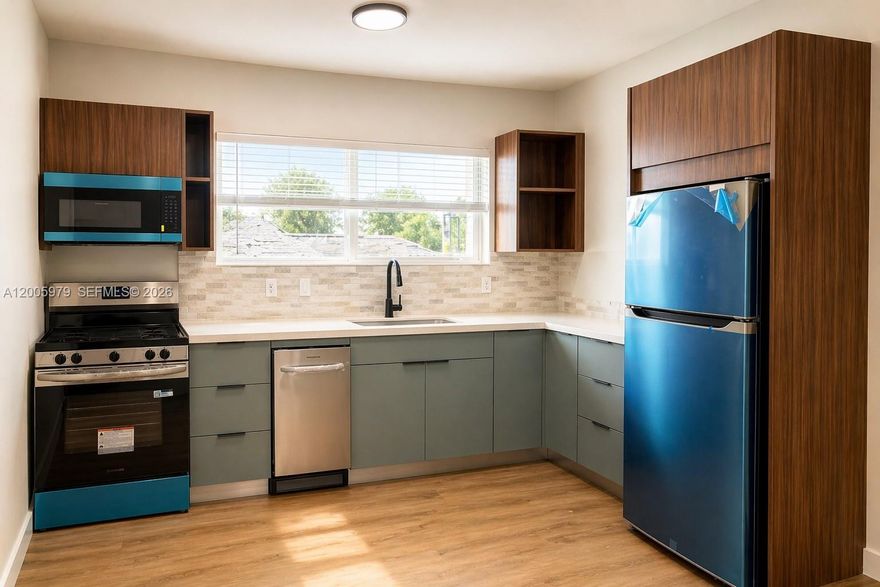 Completely renovated unit - everything brand new.
Beautifully remodeled ground-floor apartment offering privacy, modern finishes, and a highly functional layout.
Upon entry, you are welcomed by an open-concept living and kitchen area, fully updated with a sleek modern design and brand-new stainless steel appliances, including refrigerator, microwave, and dishwasher.
The layout provides excellent separation between the bedrooms. Towards the garden side, you’ll find a spacious and bright primary bedroom featuring large custom closets and abundant natural light.
On the opposite side of the living area, there is a versatile foyer space, perfect for a home office, reading nook, or study area. The second bedroom is also generously sized and conveniently located next to a completely renovated bathroom with modern, high-end finishes.
Additional features include brand-new central A/C, on-site laundry located just steps from the unit, and a private ground-floor location offering a quiet and comfortable living environment.
The property also includes access to a shared backyard garden and street parking.
Ideally located in one of the best areas of the MiMo District, just steps from Biscayne Blvd, surrounded by restaurants, bars, and everyday services. Only two blocks from Morningside Park. Conveniently located just minutes from North Miami Beach, Midtown, Wynwood, and the Design District with easy access to major roads.