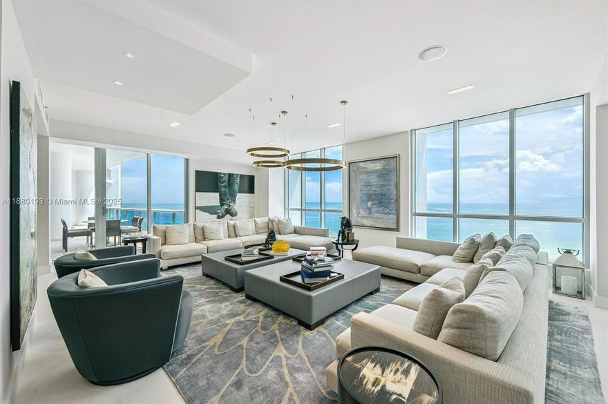 Another Collectible Property by the Jeff Miller Group! Located in the exclusive Bath Club - Miami Beach’s premier oceanfront enclave - Residence 1804/1805 has been seamlessly combined to offer 7,800 SF of thoughtfully curated living space. This 6-bed residence, each with ensuite baths, also features a private movie theater + home office, blending the privacy of a mansion in the sky with five-star resort amenities. Meticulously designed by Miriam Moore, the home boasts a Italian kitchen by GD Cucine, Gaggenau appliances, Onyx countertops, Crema Bianco limestone flooring. Spa-like bathrooms impress with hand-selected marbles, natural stones, oak cabinetry, and Dornbracht fixtures. Additional highlights include bespoke Italian doors, designer wall coverings, and custom built-ins throughout.