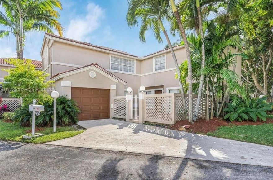 Rarely available corner unit townhouse in Embassy Lakes with private backyard, premium location, and full renovation! This 3 bed, 2.5 bath home is one of the few in the community with a true backyard—professionally landscaped with turf, pavers, and lighting—plus a front terrace for two private outdoor spaces. Being a corner unit, you’ll enjoy only one shared wall and added privacy. In this community, driveways typically accommodate only one or two cars, so being located directly in front of the guest parking is a major convenience.This home’s pristine front door location directly adjacent to the park means your little ones can safely run out and play just steps away — pure peace of mind and family-friendly living.Roof replaced in 2023, and entire home repiped to remove polybutylene piping