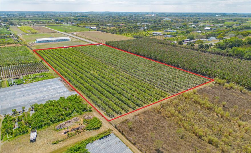 Exceptional 5-acre parcel located in Miami-Dade County (Area 58), offering a rare opportunity to secure a large tract of land in a rapidly expanding corridor. With 217,800 square feet of usable space, this property is ideal for long-term land banking, agricultural use, or future development potential. Zoned 8900 and fully agricultural, this expansive lot sits in a growing area of Miami (33196), directly next to Krome Avenue, where land continues to become scarcer and more valuable. This site is well suited for a private estate with horses, a ranch-style compound, or a nursery operation with up to five private cabins for guests, subject to zoning and county approvals. Large acreage parcels in Miami-Dade are increasingly difficult to find — especially at this size and price point.