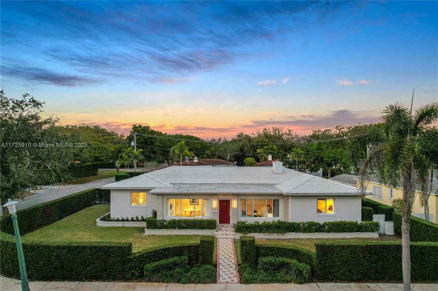 Experience the true essence of Central Miami Shores living in this stunning 4BR/3.5BA mid-century with pool, covered patio & 2 car garage. Over 3,100sf of elegantly updated, light-filled interiors (~3,600sf total) on a 11,500sf corner-lot. The home’s sprawling layout includes a massive primary bedroom suite with double closets and spa-inspired bath, oversized secondary en-suite bedrooms, formal living room, dining room, family room, & flex office/den/guest bedroom.  Open chef’s kitchen boasts a commercial gas range and large island. Hardwood oak floors and impact windows add style, functionality & security. Situated on one of Miami Shores’ most prestigious, historic boulevards, walkable to the vibrant NE 2nd Ave retail corridor and not in a flood zone. Rare opportunity not to be missed!