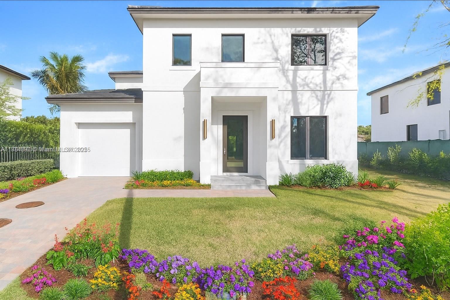 Presenting a stunning newly built residence in the prestigious City of Coral Gables, just completed and ready for immediate occupancy. This exquisite 2025-built home showcases impeccable craftsmanship and modern elegance, offering four generously sized bedrooms and three luxurious full baths. Thoughtfully designed for both comfort and versatility, the home features a conveniently located downstairs suite that can serve as a private office or an additional bedroom with its own full bath, catering to a variety of lifestyle needs. The home features over 3,200 SQFT of living area with 10-foot+ ceilings, open floor plan state of the art kitchen with custom cabinets and high-end appliances. Beautiful outdoor covered terrace with summer kitchen overlooking pool and private yard. Call L/A.