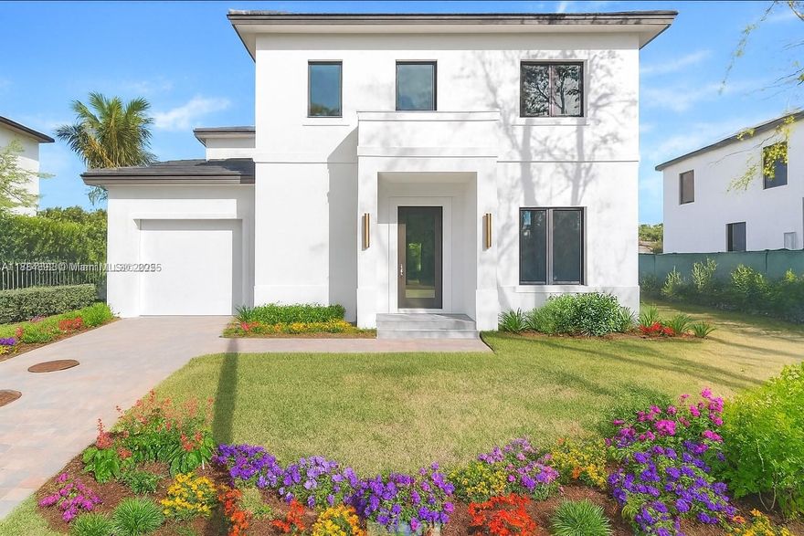 Presenting a stunning newly built residence in the prestigious City of Coral Gables, just completed and ready for immediate occupancy. This exquisite 2025-built home showcases impeccable craftsmanship and modern elegance, offering four generously sized bedrooms and three luxurious full baths. Thoughtfully designed for both comfort and versatility, the home features a conveniently located downstairs suite that can serve as a private office or an additional bedroom with its own full bath, catering to a variety of lifestyle needs. The home features over 3,200 SQFT of living area with 10-foot+ ceilings, open floor plan state of the art kitchen with custom cabinets and high-end appliances. Beautiful outdoor covered terrace with summer kitchen overlooking pool and private yard. Call L/A.