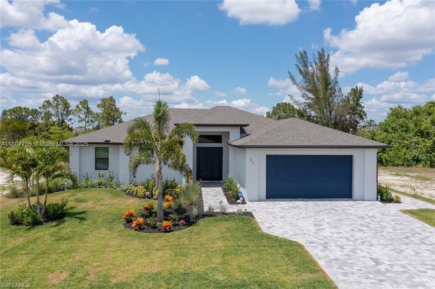 Totally furnished -Amaizing Opportunity just minutes from the Beach! This fabulous waterfront home with equipped with a dock/ boat lift and Solar Panels and extended paver lanai, Saltwater Pool, Fence, Screened in Pool, Walkaway to back of home, Pool Heater, Gutters, Extra landscaping. From the moment you walk in you will love the open floor plan, high ceilings, and the natural light. With 4 bedrooms and 3 bathrooms this home has plenty of room for large families. The large kitchen island and open floor plan make it easy to entertain family and friends. The Pocket sliders give a seamless indoor/outdoor living area for relaxing and entertaining. Living in this waterfront sanctuary means you'll have access to all the fun activities Cape Coral has to offer like fishing, boating and kayaking.