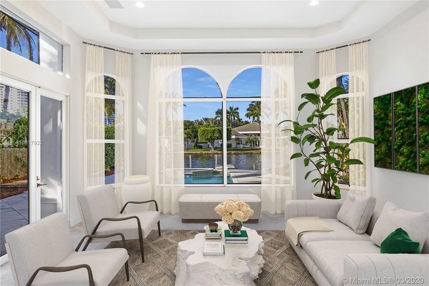 Luxury Mediterranean gated estate with Hollywood style pool and hot tub in the prestigious town of Golden Beach is ready for its new owners. The waterfront home feels airy with its high ceilings and spacious floorplan including five-bedrooms plus an office. With two-stories, the balconies offer attractive views of the Intracoastal and the tropical manicured park across the street. Located on a quiet street off North Parkway. Exclusive gated community w/ private beach for residents & their guests. Has it all- tennis, basketball & volleyball courts, playground, beach pavilion, jogging paths, dog parks, city hall & private police force. No association fee!