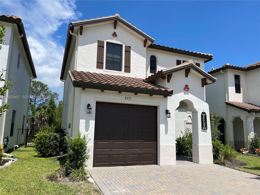 Welcome home to this spacious 2 story 3 bedroom 2.5 bath home in a gated community of Fronterra. Open layout with stainless steel appliances, gated yard, carpeted upstairs rooms. Community amenities include a pool and beautifully maintained grounds. Freshly painted and very well kept. Pet friendly.
