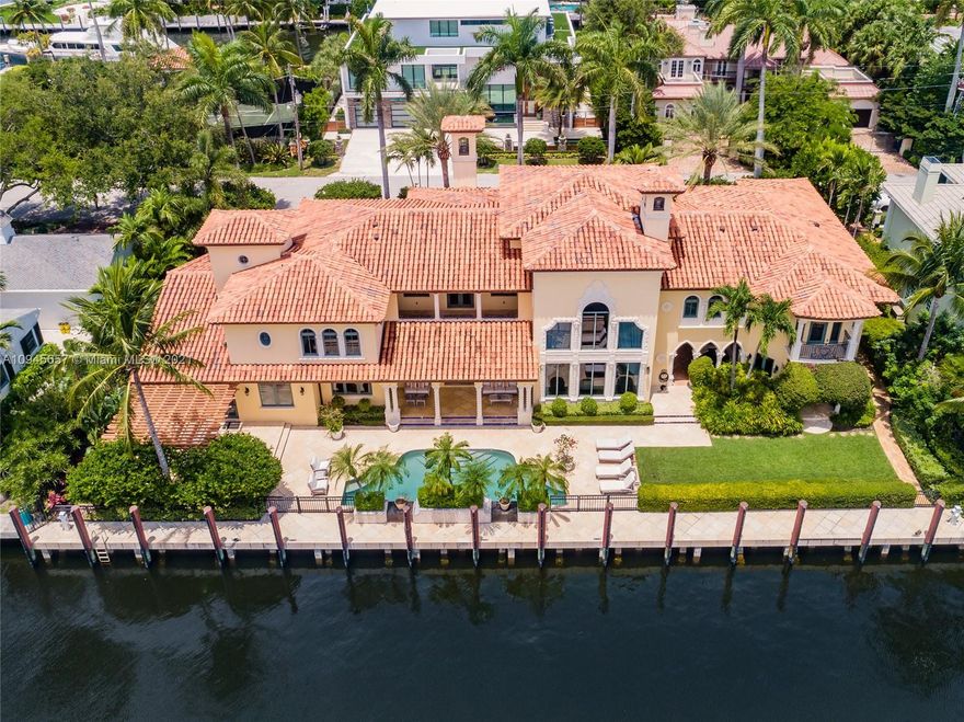 Stunning custom trophy estate located on one of the finest South Las Olas Isles & close to the point. This substantial & luxurious deep water residence has 150 ft of waterfront with dockage set-up to accommodate upto 130 ft yacht with easy access to the Port. Incredibly well built & detailed with amazing craftmanship - originally custom builder's own residence! Fabulous living & family room, Chef's kitchen, bar, wine cellar & Movie Theater room with more  entertaining areas. Potential for substantial VIP Guest Suite & Staff/Captain Quarters on ground floor. The rooms are well proportioned throughout including Bedroom Suites & an amazing expansive Master Wing with two separate bathrooms. Many rooms open to covered loggias & balconies for outdoor enjoyment. Move in ready!