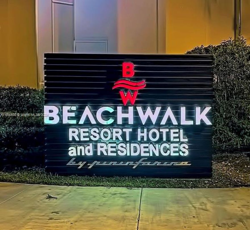 MONEY MAKER! An incredible opportunity to own a 2-bedroom, 2-bathroom unit with south-facing exposure at Beachwalk Resort, offering stunning bay and intracoastal views! This unit can be easily divided into two separate rentals: A 1-bedroom apartment and a B studio,perfect for maximizing rental income. You can rent it out yourself via Airbnb or enroll in the resort’s centralized rental program..The building offers exceptional amenities, including beach service with a complimentary mini-shuttle to the beach, an exclusive rooftop pool for owners, a beautiful waterfront infinity pool, a restaurant, a state-of-the-art fitness center, and much more!.HOA fees include: electricity, hot and cold water, cable TV, internet, and phone service—all utilities are covered.