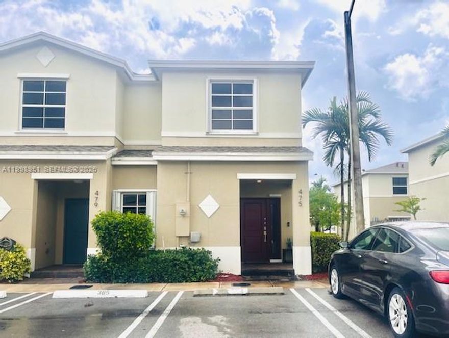 Regular Sale! corner townhouse built in 2021 with low Hoa. Convenient First-floor bedroom with full bath ideal for guest or grandparents and 2 principal bedrooms upstairs with own full bathrooms. laundry room and kitchen with stainless steel appliances. Accordion shutters. Community next to the Outlet mall, off exit 1 Turnpike south. Easy to show! vacant, ready to move in!