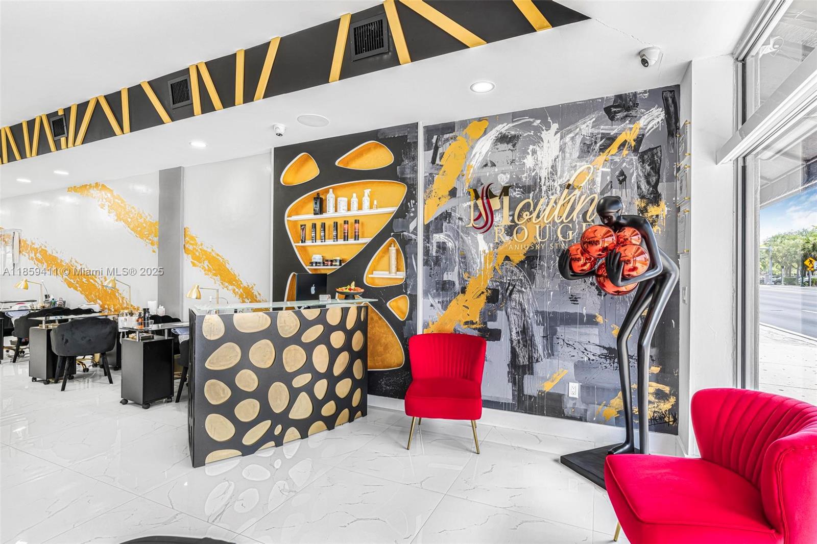 Prime Coral Gables salon on busy 8th St! Renovated, steady income, $3,200 rent, 2 private suites, 5 hair chairs, 3 nail stations. Turnkey & ready for growth. 3 chairs rented for $800 mo. 1 vacant chair, the owner currently uses one. This place has two suites one rented for $800 mo. and the other is vacant. 3 nail stations, one is rented for $480 mo. the other two are vacant. There is room for 10 employees. Rent is $3,200 mo. Utilities: Water: $35.00 mo, Elec: $220.00 mo, alarm: $40 mo and internet: $60 per month. There are 4 assigned parking spaces and plenty of customer parking. Can be shown Mon-Fri 7:00pm and Sun-Mon at any time. Motivated seller. Business assets no real estate.
