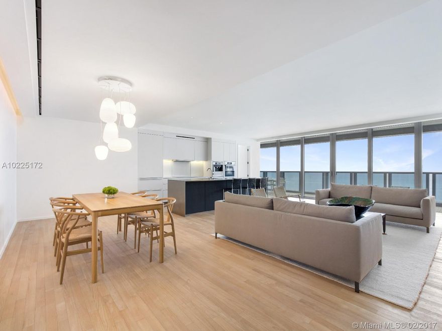 From the first moment you walk into the living room an expansive Atlantic Ocean greets you as far as your eyes can see. With impeccable attention to detail, this 3 bedroom, 3.5 bath residence boasts 8.5 floor-to-ceiling windows that lead to expansive terraces directly facing the Atlantic Ocean. Featuring a private entry foyer, Brazilian teak floors throughout, Bulthaup open kitchens, translucent Italian white onyx and cast concrete in the bathrooms, all custom designed by John Pawson.