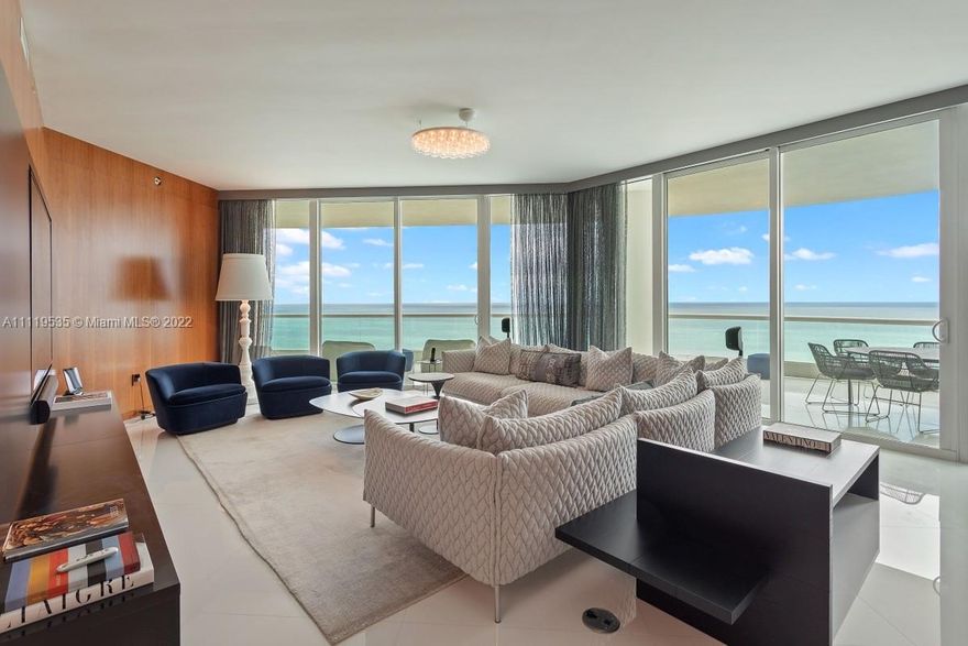 Turnberry Ocean Colony - South Tower / Sunny Isles Beach / Corner unit with extraordinary ocean and intracoastal views / 4 Beds plus a staff-room with a full bath, 6.5 Baths / 3,735 sq. ft. of living area / Wrap around balcony / Porcelain floors / High ceiling, and private elevator. Building features state of the art amenities including: Pools, Fitness Center with SPA, Pilates Room, 2 Restaurants, Beauty Salon, Concierge, and much more.