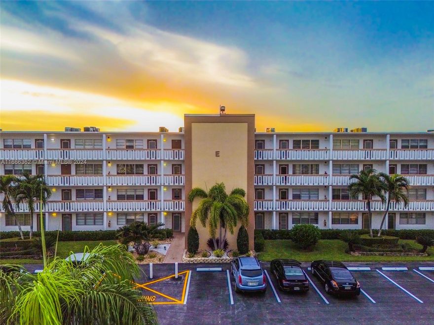 This stunning 1-bedroom, 1.5-bathroom apartment in Century Village, an active 55+ community, features beautiful, engineered wood flooring throughout, creating a sophisticated and spacious atmosphere. Granite counter tops at the bathrooms and kitchen. Conveniently located on the first floor, this unit offers a magnificent lake view, perfect for relaxing and enjoying nature. Parking spot right in front of the unit.