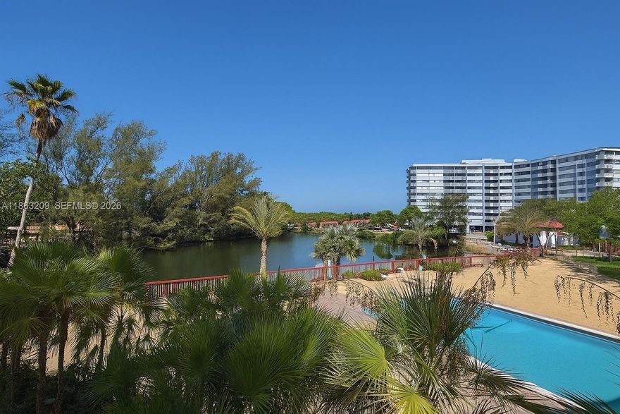 Spacious 1-bedroom, 1-bathroom condo located on the second floor with a beautiful view of the pool area and the small lake. The unit features brand new appliances including a refrigerator, microwave, and dishwasher. Plenty of closet space. Laundry facility available on the hallway. One uncovered parking space is included. Guest parking available. Conveniently located near major highways, just minutes from Aventura Mall, US 1, and Sunny Isles Beach. Walking distance to a variety of stores, Publix, fitness center, banks, and more.