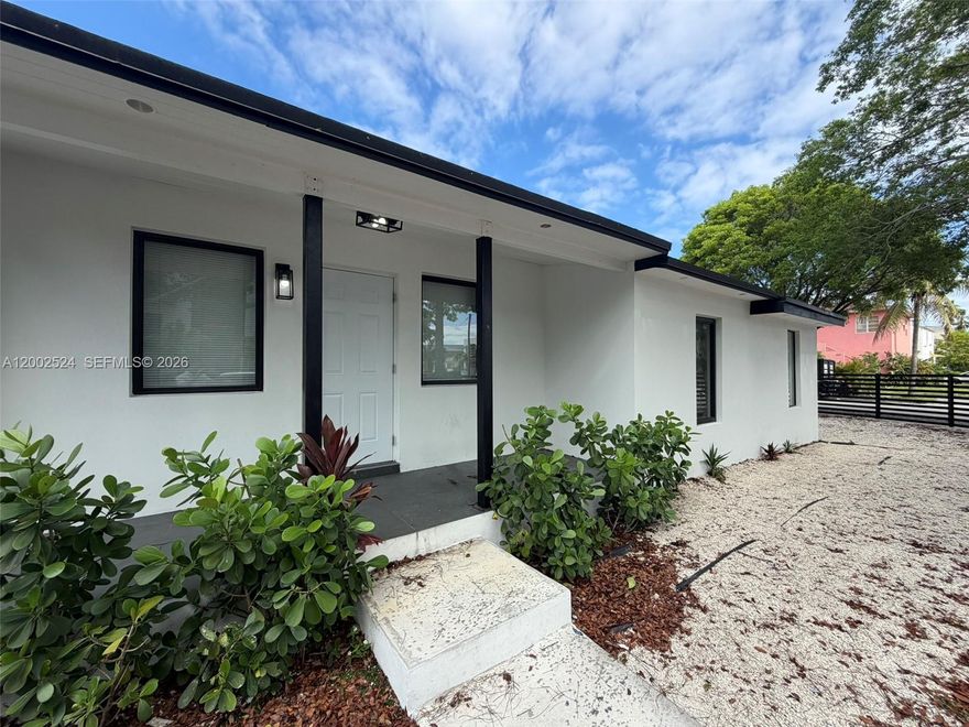 Rare find – single-family home on a fully gated corner lot just one block from historic Calle Ocho aka Eighth Street. This fully renovated offers 4 bedrooms and 2 baths, a modern open kitchen with terrazzo countertops and new appliances, spacious living and dining rooms, plus an extra room that can be used as a 5th bedroom, family room, den or flex space. Other highlights include two separate entrances, washer & dryer, impact windows & doors, front porch, covered back terrace, and high ceilings, plus a two-car driveway. This is an ideal home for someone looking for modern finishes and spacious interiors, located in a central location close to countless businesses and restaurants.