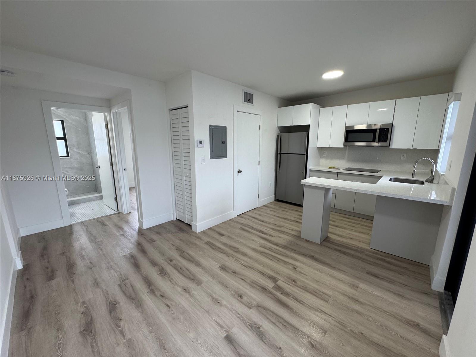 FAST APPROVAL! Recently renovated 1 bedroom/1 bathroom unit walking distance to Wynwood. The unit is located on the second floor. Unit has a refrigerator, washer and dryer, microwave, and cooktop. First months rent and one security deposit required to move in. Rent includes maintenance requests, trash, and fumigation. Electricity and water not included in rent. Tenants cannot have a criminal background and no previous evictions, no exceptions! Must be employed, have US ID or US Passport, and have proof of employment with an employment letter or paystubs. Tenant must provide 2 months worth of bank statements. Residential street parking only.