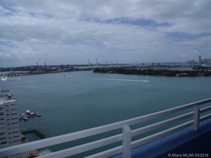 Amazing Water views from this 23rd floor 2 bed unit facing SW , enjoy beautiful views of the Bay, Downtown and Star Island.Enjoy the South Beach life style from this perfect location couple of blocks from Lincoln Rd. Bamboo floors throughout, Italian design closet in master bedroom,2 PARKING 1 SPACE 1 valet. Bldg with state of the art amenities: Grill, Pool area on the Bay, Tennis courts, volley ball courts, Zen garden, Gym, Spa,Beauty salon, drycleaners, convenience store and cafeteria on site. 24 hr Valet and Security, Must-see! available April 11