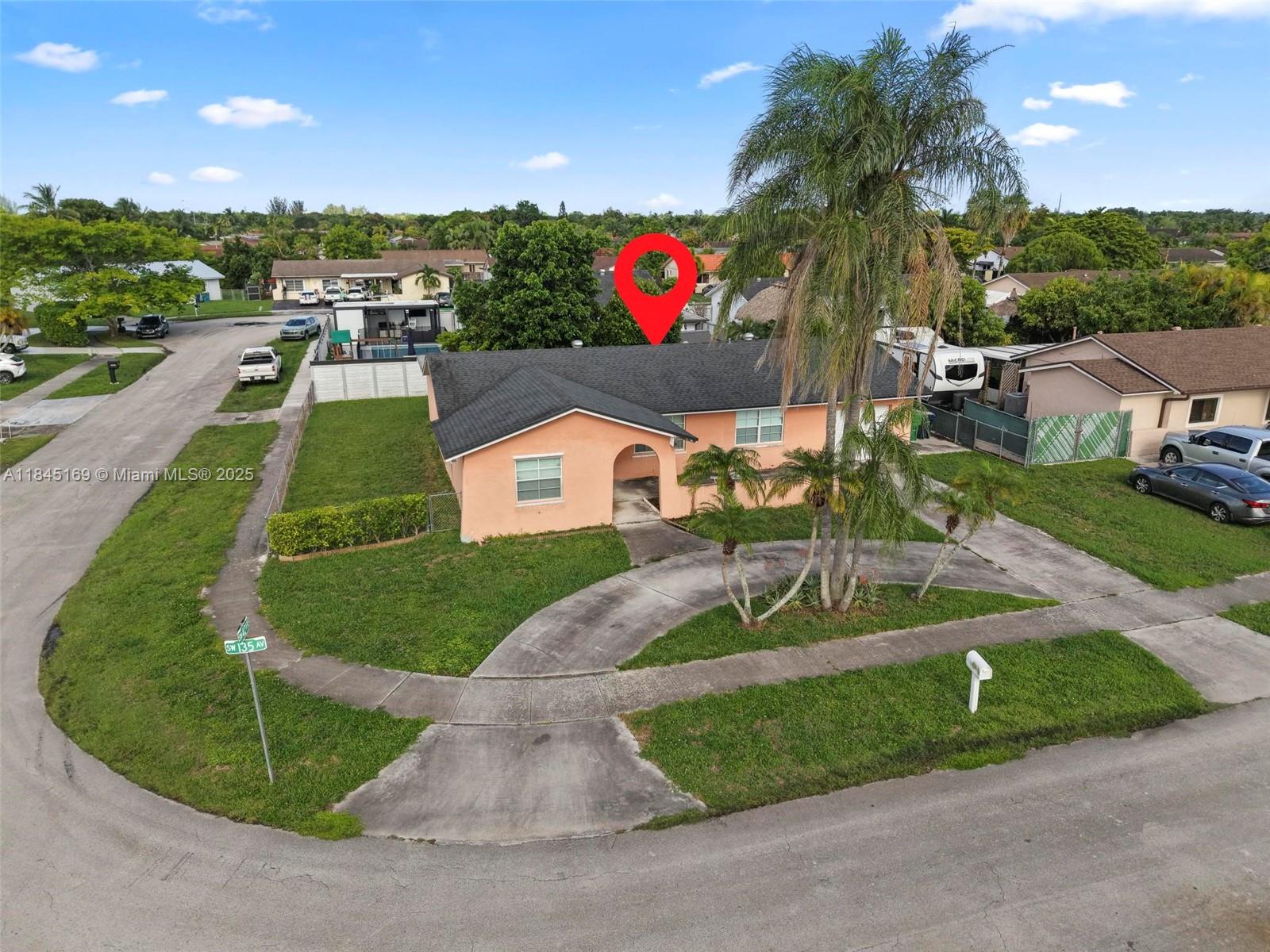 Corner-lot 4BD/2BA home in a prime location near Bird Rd & 137 Ave! Roof is only 5 years old. This 1692 sq ft property sits on a generous 8,500 sq ft lot with a circular driveway, 1-car garage, and ample space for boats, RVs, or future expansions. Tile floors throughout and Tankless Water Heater. Enjoy tropical living with jackfruit, avocado, and sugar apple trees in the yard. The layout includes a spacious family room with potential to convert into a master suite. The home is well-maintained and ready for your personal updates—endless potential to create your dream space in a highly desirable neighborhood. Tons of potential. No HOA!