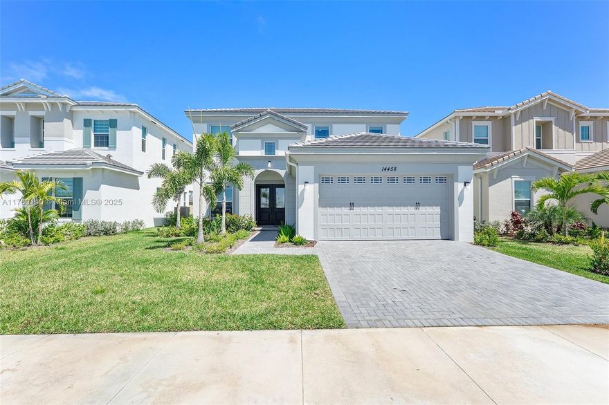 Discover modern living in Westlake, Florida’s premier master-planned community! This newly constructed 4-bedroom, 3-bathroom home with a den is designed for luxury and comfort, featuring spacious living areas, oversized bedrooms, and elegant finishes throughout. The primary suite offers a spa-like en-suite with dual sinks, a walk-in closet, and a tranquil retreat for relaxation.The open-concept gourmet kitchen boasts sleek cabinetry, high-end appliances, and a large island—perfect for hosting. Residents enjoy a resort-style water park, scenic trails, sports courts, dog parks, and a lively town center with shopping and dining. Conveniently located near schools and major highways, this home offers the perfect blend of sophistication and convenience. Don’t miss this rare opportunity!!