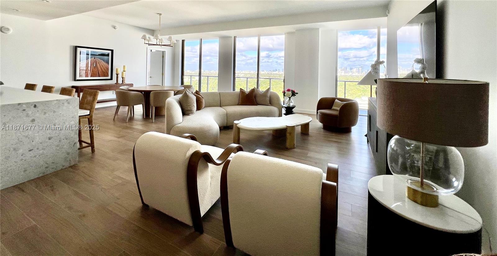 Welcome to the sophisticated MR.C Residences w/beautiful sunrise to sunset & downtown Miami skyline views. One of the best units of the Tigertail Tower, offering stunning bay/city views, w/ 3 Bed 3.5 bath corner unit. Fully beautiful furnished. Refined finishes include Italian terrazzo & quartz countertops, a walk-in pantry, laundry rm. European porcelain tile floors. This home offers 2,058 SF of interior & 477 SF wrapped around terraces. Luxurious amenities such as a spectacular rooftop pool, a garden-level lap pool, cabanas & jacuzzi, poolside service, gym, sauna, Cipriani restaurant & gourmet market, children's playroom, 24 hour concierge & butler services, 2 valet parking spaces & AC storage 4'x 8" included. The unit is rented until July 2026 for $30K.