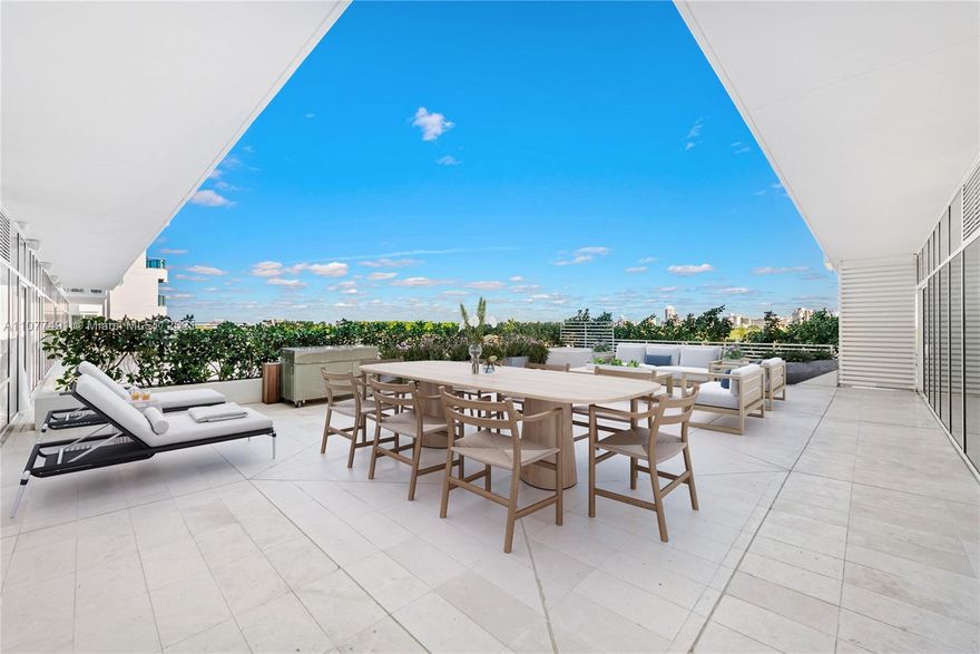 This grand 4150 SF floor through waterfront Residence features beautiful sunset and sunrise views. The ample residence boats 10' ceilings, spacious open kitchen, family room, great room, den and private foyer. The oversized terrace with 1,951 SF outdoor space is perfect for entertaining and seamlessly infuses the indoor/outdoor living features with a private plunge pool. Residence includes: limestone and wood flooring throughout, Boffi kitchen, Gaggenau appliances and Zuchhetti fixtures. Boat slip included in the price!