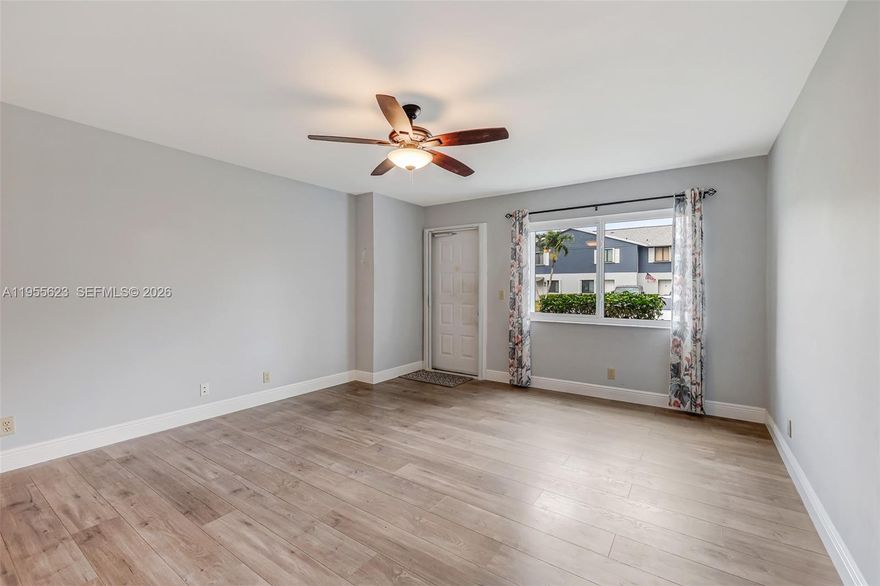 IMMACULATE - First floor (SOUGHT AFTER) - 1 story - gorgeous REMODELED 1 bed/1 bath turn-key villa/townhouse style unit, Mr. & Mr. Clean lived here. No stairs, 1st Floor entry. This is quiet, easy South Florida Palm Beach LIVING ! SET IT and FORGET IT.  Enjoy a pristine, beautifully updated slice of sunshine in this 55+ (one owner has to be 55 or more), well maintained active community.  Pickleball? Heated Pool? YES - YES ! This large one Bedroom - 1 Bath with an additional 100 PLUS square feet of 4 season Florida Room - All weather Patio has newer appliances, IN UNIT Washer/Dryer - 2 parking spots - LIGHT and BRIGHT, with a screen front door add-on to allow the breezes to FLOW.  CLOSE TO EVERYTHING, BEACHES, SHOPPING - YES, you can have 1 dog (any size) and even one cat. This unit has a built-in Pantry, under-stair storage and an ample walk-in closet.  The community just updated the clubhouse and the neighborhood and area is amazing. Maintenance covers it ALL: Water, Cable (extended), Internet, Landscaping, Roof, Paint outside, pressure cleaning, HEATED POOL, clubhouse and MORE.  There is a Bus to local shops, if you want to LIVE YOUR LIFE WITHOUT A CARE IN THE WORLD - THIS IS YOUR NEW PLACE in PARADISE !