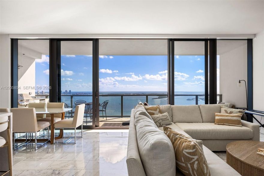 Perched on the 40th floor of the highly sought-after 02 line at Echo Brickell, this southeast corner residence captures unobstructed ocean views stretching to Key Biscayne, along with beautiful natural light throughout the day.

The unit features 2 bedrooms plus a den that can be enclosed and 3 full bathrooms. Defined by 12-foot ceilings and floor-to-ceiling glass, the residence offers a bright, open layout with exceptional scale

The kitchen is outfitted with Italkraft cabinetry, Sub-Zero and Wolf appliances, complemented by a fully integrated smart home system. Two private terraces, including one with a built-in summer kitchen, create a true indoor-outdoor living experience, ideal for entertaining.

Echo Brickell is a boutique, full-service building known for its privacy and elevated living. Amenities include an infinity-edge pool with food and beverage service, state-of-the-art fitness center, 24-hour concierge, valet, and security all just moments from Brickell’s top dining and nightlife, yet tucked into a quieter residential pocket.