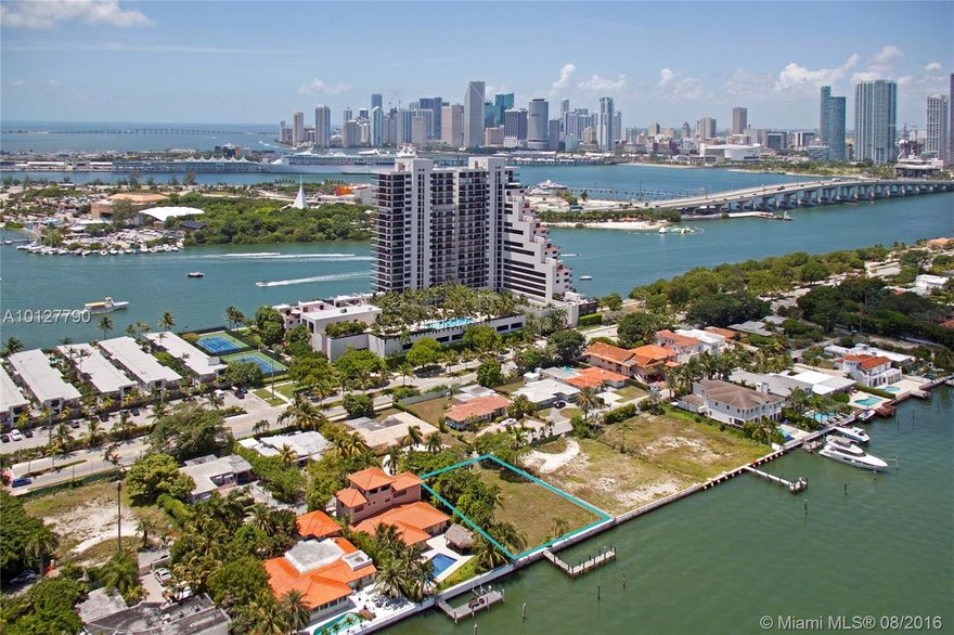 This amazing 15,000 square foot waterfront lot is one of the last remaining lots on the Venetian Islands and is perfectly priced to build your dream home. Located on a private street with only one access point this parcel of land boasts 100 feet of sparkling waterfront with mesmerizing wide water & Miami skyline views. Just minutes to Downtown, Miami Beach, restaurants, shopping, sports & cultural venues and Miami International Airport.