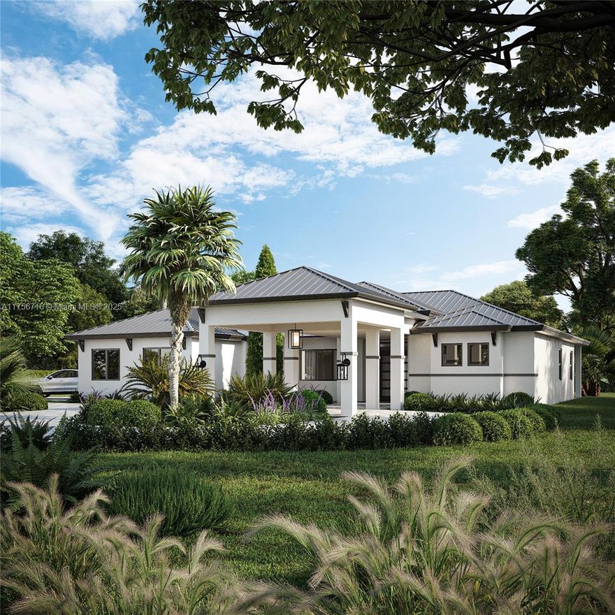 UNDER-CONSTRUCTION 5 BDRM, 4 BATH, 3 CAR GARAGE ESTATE HOME ON 1.45 ACRES WITH PRIVATE GATED ENTRANCE TO A PORTE-COCHERE.  THIS HOME WILL INCLUDE A 18X36 SALTWATER POOL WITH 7 X 7 HEATED SPA & TRAVERTINE DECK, PERIMETER FENCE WITH HEDGING.  THIS HOME INCLUDES PORCELAIN TILE THROUGHOUT, 10 FT CEILINGS, 8 FT INTERIOR DOORS, IMPACT GLASS WINDOWS & DOORS, 2 AC SYSTEMS, GOURMET KITCHEN WITH QUARTZ COUNTERS & WATERFALL ISLAND, DOUBLE WALL OVEN, WINE COOLER, MICRO DRAWER, COOKTOP W/ WRAPPED HOOD VENT, 42” UPPER CABINETS WITH STACKED GLASS CABINETS ABOVE FOR EXTRA STORAGE AND A HIDDEN PANTRY!  ALSO INCLUDES A BUILT-OUT LAUNDRY ROOM WITH CABINETRY & SINK.  BUYER CAN SELECT THEIR OWN FINISHES.  NO HOA & NO CDD.   7 MONTHS TO BUILD FROM WHEN THEY BREAK GROUND. EST COMPLETION MAY 2026