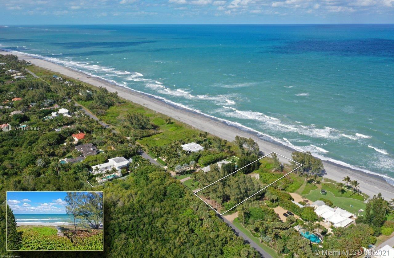 Located on the North end of Jupiter Island, this rare Oceanfront parcel has 100 feet of unobstructed ocean views and breezes! Very private and serene. All sizes and measurements are approximate.