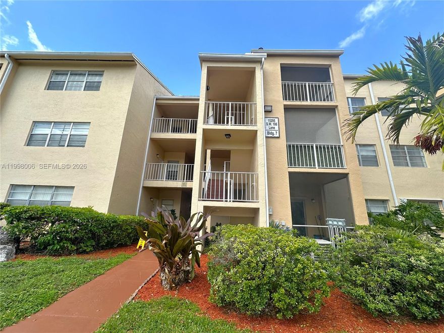 Spacious 1 Bed/1 Bath condo located in the desirable Hammocks Trails community in West Kendall. This well-maintained unit features laminate flooring, a spacious master bedroom with a walk-in closet, and essential appliances, including a refrigerator, gas stove range, dishwasher, and in-unit washer/dryer. Enjoy the comfort of central AC and heating. Situated on the third floor (no elevator access), this condo offers privacy and tranquility. Amenities include swimming pool, 24 hours security, clubhouse and gym, excellent schools at short distance. Surrounded by parks, restaurants, libraries, shopping centers and much more.