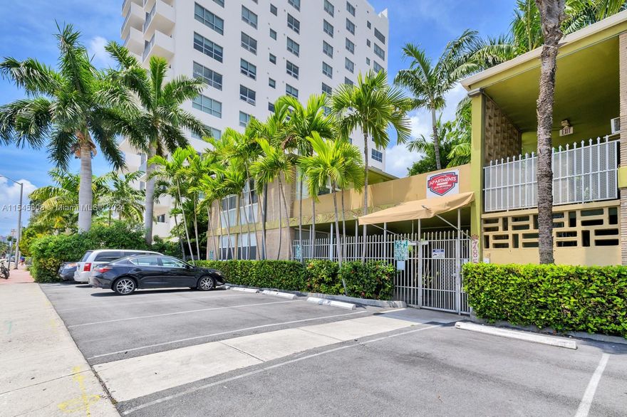 Spacious studio apartment featuring tile flooring, gas stove, walk-in closet, and new hurricane impact windows. Secure entry building, with beautiful tropical landscaping, and a laundry room and bike storage on the ground floor. Centrally located in South Beach two blocks from Lincoln Road and directly across from the Miami Beach Convention Center and trolley bus stop.