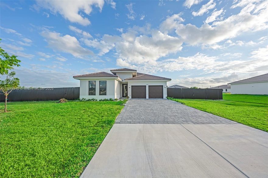 Don't miss the opportunity to own a phenomenal brand-new 4BR/3.5BA home w/ a 2-car garage in Century Oasis Estates. Situated on a 16,051SF corner lot w/ space for a pool, RVs, boats, etc. Features quartz countertops, walk-in master closet, and a covered terrace. No HOA. Enjoy nearby attractions like Robert Is Here, great restaurants, minutes from Baptist Health, a Magnet Hospital (top 1% nationwide) , expanded green space in Downtown Homestead and the upcoming $300 million Sports Performance Hub w/ a 15,000-seat stadium opening soon. The area is also preparing for future aerospace and drone technology development.  45 minutes away from the beautiful Florida Keys and about an hour from the most popular locations in Miami. Don’t miss your chance to own in rapidly growing Homestead!