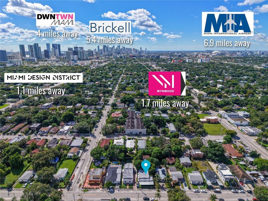 Investor & Developer Multi-Family Alert! Fully rented duplex with two additional units producing over $7,000/month plus $150/month from coin laundry. Zoned T4-R on a 7,200 SF lot in a NO FLOOD ZONE, offering strong cash flow, stabilized tenants, and future redevelopment potential. Property features a 3-bed/1-bath main house with new central A/C and 1-bed/1-bath units with efficient window A/Cs. 2 year 2-year-old roof. Prime location minutes from Design District, Wynwood, Midtown, and Brickell, surrounded by new multi-family and single-family developments. Please do not disturb tenants. The building is gated, and appointments only for showings.