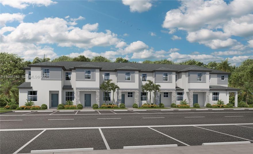 This new two-story townhome features impact resistant glass throughout. The first floor is occupied by the family room, dining room and kitchen arranged in a convenient and contemporary open-concept layout, while a living room provides additional relaxing and entertaining space. All three bedrooms are located on the second floor.

Prices, dimensions and features may vary and are subject to change. Photos are for illustrative purposes only.
Call for appointment!