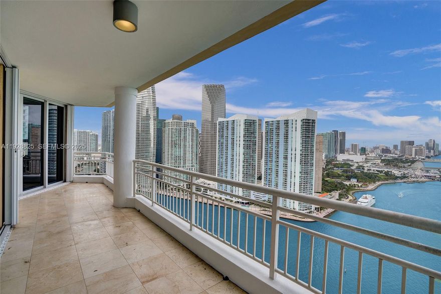 Experience breathtaking Bay and Miami skyline views from this expansive, fully renovated 3-bedroom, 3.5-bath flow-through residence at the prestigious Three Tequesta Point on Brickell Key. This exceptional home includes three parking spaces, two private storage lockers, and a dedicated poolside cabana, offering unmatched convenience and luxury. The gourmet kitchen showcases custom cabinetry, a breakfast nook, balcony access, premium stainless-steel Miele & Kitchen-Aid appliances, a farmhouse sink, and sophisticated hardware. The spacious primary suite features direct balcony access, captivating water views, generous storage, and an oversized walk-in closet. Bedrooms two and three are also generously sized, each with ensuite baths and private balcony access. Three Tequesta Point is a premier luxury condominium located on the exclusive island of Brickell Key, just steps from the heart of Brickell. Residents enjoy exceptional amenities including complimentary Wi-Fi in all common areas, free guest valet parking, 24/7 gatehouse and roaming security, a bayside pool deck with BBQ areas and hot tubs, and a two-story state-of-the-art fitness center with basketball, racquetball, squash, cross-fit, Pilates, Aerobics, Cardio, and massage rooms. Additional amenities include a tennis court, a conference room, card room, and an elegant party room.