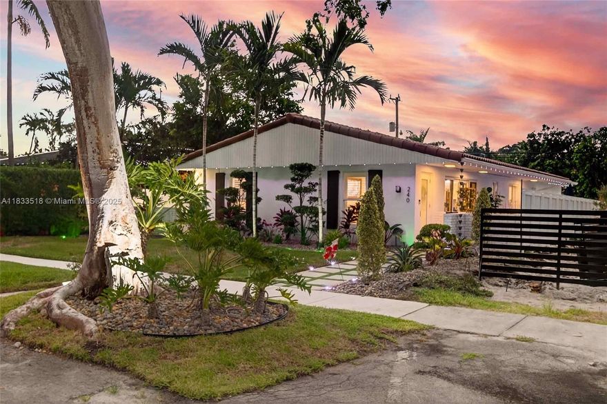Charming 3-bedroom, 2-bath residence in the heart of Miami Shores, offering a vibrant, walkable lifestyle just steps from coffee shops, popular dining spots, library, parks, theater, post office, and boutique shopping. This light-filled home features a beautifully updated kitchen and modern baths, hurricane impact windows and doors, a security system, and electric blinds. The expansive open floor plan flows seamlessly for comfortable living and effortless entertaining. Outdoor space is thoughtfully designed for year-round entertaining and relaxation. Ample parking includes covered, driveway, and street options. Impeccably maintained and truly move-in ready with low-maintenance living.