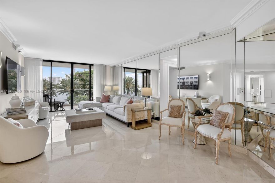 Great opportunity to own in the newly renovated and highly sought-after 2800 Tower at Williams Island. This desirable lanai, pool-level 2-bedroom, 2-bath residence offers serene east-facing views of the Intracoastal, where you can enjoy a constant parade of passing boats. The unit features elegant marble floors, updated bathrooms, and a renovated kitchen that brings a fresh, modern feel to this inviting space. Live the prestigious Williams Island lifestyle with world-class amenities including 14 tennis courts, 4 pickleball courts, 2 padel courts, 3 restaurants, a state-of-the-art spa, marina, scenic walking and jogging paths, children’s playground, basketball court, soccer field, putting green, and a courtesy shuttle service. Residents also enjoy a gourmet café and gelato shop, plus a vibrant social atmosphere with events and activities year-round. A true resort-style living experience—don’t miss this exceptional opportunity.