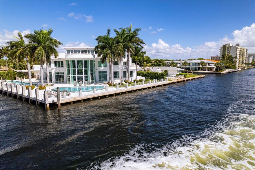 Please enjoy the virtual tour! Discover unmatched sophistication in this modern marvel on Ft Lauderdale's Intracoastal . This bespoke residence offers expansive luxury and boating facilities, perfect for the discerning buyer. Positioned on a point lot with extraordinary views, it boasts abundant natural light and seamless indoor-outdoor living. Include a sensational rooftop terrace, balconies, two heated saltwater pools, spa, and a covered summer kitchen with BBQ. With 240' of waterfront and a 120' dock, it's a boater's paradise. Includes a 6-car garage with 3 lifts, standby generator, all impact windows and doors, and a sizable glass wine cellar. Tailored for those who cherish the finer things in life, this exclusive property is a rare find. Don't miss out—contact us for a virtual tour!