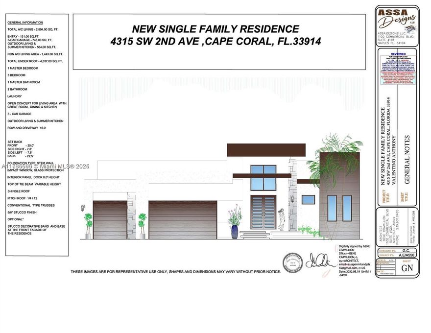 Luxury at its best!!! This elegant, custom-designed home redifines luxury and sophistication, offering state of the art design and craftsmanship. This mansion has 4 bedrooms with in-suite bathrooms, plus 2 half baths. This home has Gulf access location, along with a 3-car garage providing ample space for your vehicles and toys. Modern gourmet kitchen perfect for culinary enthusiats. Saftey and security are paramount, with all hurricane windows and garage doors. Relax and unwind in the negative edge saltwater pool complete with a summer kitchen BBQ area. Home is under construction and some of the photos are representations from the model.