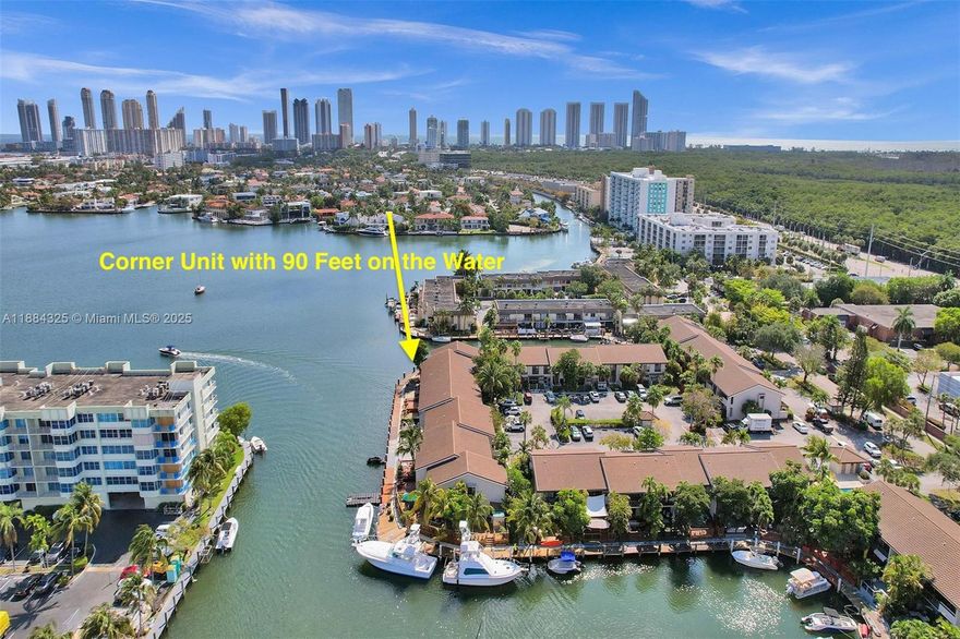 One of a Kind Townhome - 90 Feet directly on the Intracoastal.  Dock your yacht.  Ocean Access - No fixed Bridges to Ocean.  Gorgeous 3 Bedroom / 2 1/2 Bathroom Waterfront CORNER townhouse.  Tile thru out down stairs. Open Kitchen. Freshly painted.  2 assigned parking spots.  Located in Western Eastern Shores.  Within minutes from stores / restaurants and shopping.  Oleta Park is across the street.  Easy to see!