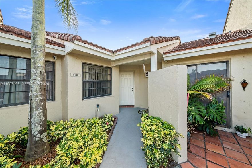 Searching for a 3-bedroom villa in The Moors with gated security and strong amenities? This 1,115 square foot home at 6442 Northwest 170th Terrace features three bedrooms, two baths, a private fenced patio, and access to clubhouse, pools, and fitness center, all near major highways for easy commuting.

Located in the desirable Villa Homes at The Moors community, this villa offers a spacious layout with a large primary suite and walk-in closet, two additional bedrooms, and two full baths. The kitchen includes dishwasher, stove, and oven with a functional layout ready for your personal touch. Enjoy a fenced private patio ideal for outdoor relaxation. The Moors provides 24 hour gated security, clubhouse, gym, resort-style pools, tennis and basketball courts, landscaped grounds, and ample guest parking. HOA is $330 monthly and includes roof maintenance, cable, and landscaping. Two assigned parking spaces included. A strong opportunity for a first-time buyer looking to enter the market in a well-established community.