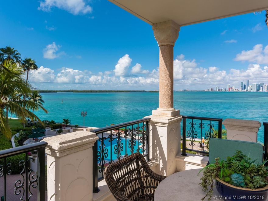 This residence is the epitome of elegance upgraded with the finest finishes. Four bedrooms, four baths and powder room located on pristine Fisher Island. Sweeping views of the city over shimmering Biscayne Bay. All around water views from this bright and sunny corner unit. The terrace is the ultimate for entertaining or relaxation. Living room and dining spaces flow into one another for easy entertaining. Large kitchen with breakfast room. Master suite is a personal retreat. The den and guest rooms continue the relationship of the sky and beautiful greenery overlooking the interior of Fisher Island. The entire condo is elegant and sophisticated.