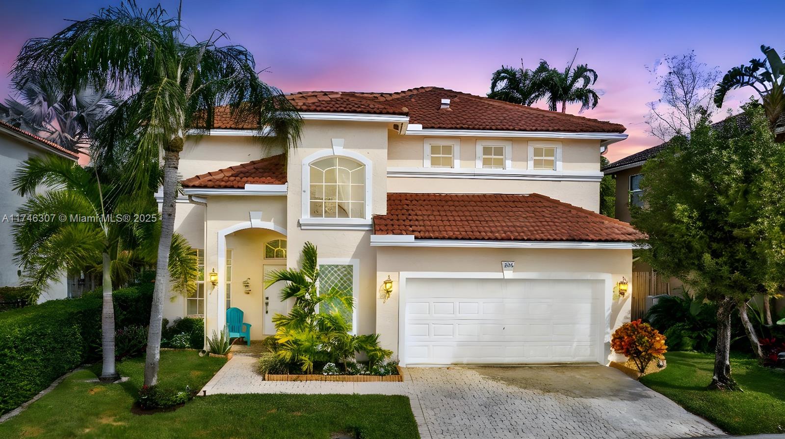 PRICE IMPROVEMENT! - NEW ROOF 2024, AC 2023, LOW HOA. This stunning 3-bedroom, 2.5-bath, 2-car garage home has been fully renovated. Both bathrooms have been updated with luxurious marble details. Featuring soaring 18-foot skim-coated ceilings and crown molding throughout, this home offers an expansive, open atmosphere. The first floor is adorned with beautiful 24x48 high-gloss porcelain tiles, while the upstairs boasts premium waterproof/scratch resistant laminate flooring. The arched hallway adds a unique touch, while recessed lighting creates a warm, inviting ambiance. LAKE FRONT POOL, JACUZZI & CHILDPLAY AREA