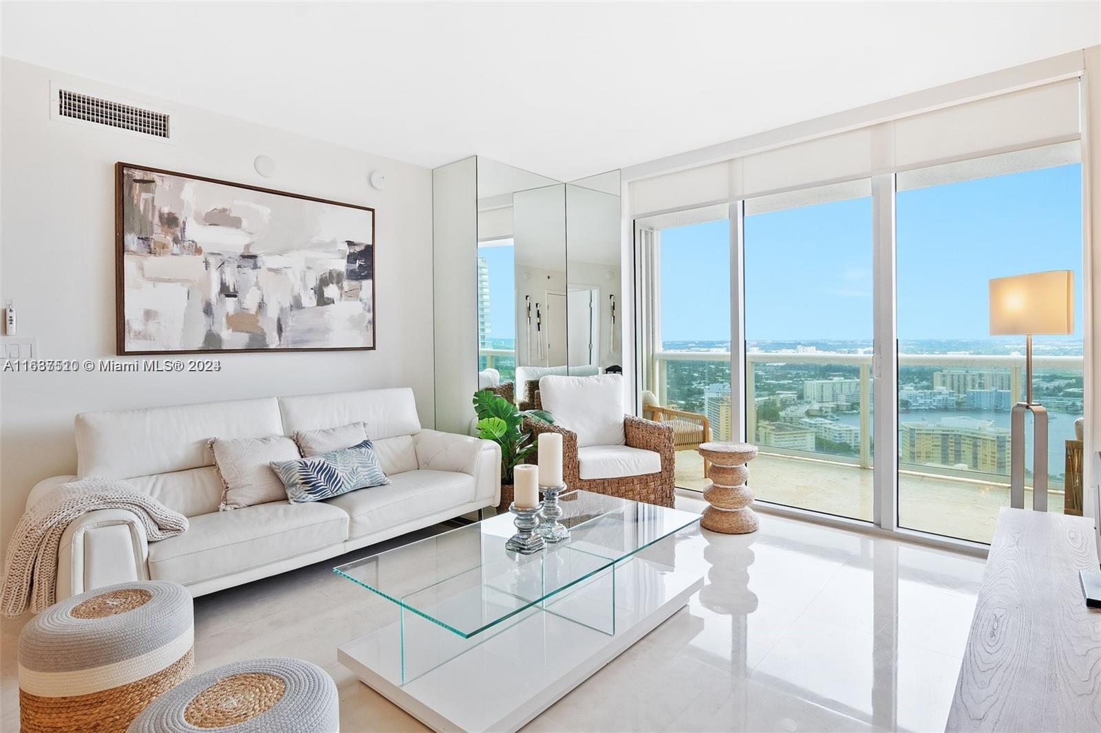 Beautiful Oceanfront Condo. Completely remodeled and Furnished 3-Bed/3 Full Baths. Amazing intercoastal & city views from 36th floor. Splendid finishes like marble floors throughout, European open concept kitchen, granite counter-tops, custom master bath and built-in closets, kitchen Aid appliances, wine cooler, electric curtains. Resort style amenities: 2 story lobby entrance, 24/7 valet parking and security, full time concierge, restaurant, beach service, full-service spa, two-story fitness center and five heated pools overlooking the Atlantic Ocean. Minutes to shops, casinos, restaurants, Ft. Lauderdale International Airport and Cruise Port, Brightline train station and more.