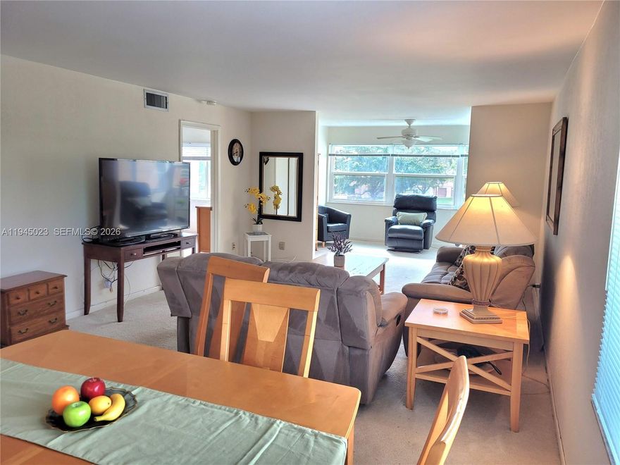 AS IS, Welcome to a charming 3TH floor condo, located just off Nob Hill Road in the highly desirable Sunrise Lakes 55+ community.
This 2-bed., 2-bath residence offers a well-designed layout, featuring a spacious lanai—perfect for enjoying your morning coffee. The kitchen was updated approximately four years ago,  includes a appliances. Also the A/C system and All windows have been upgraded to hurricane-impact windows at the same time. The bathrooms are well maintained . Flooring  tile in the kitchen and bathrooms, while the living room, dining area, and both bedrooms are carpeted.
Laundry is community washers and dryers located on each floor. The unit includes one assigned parking space, and plenty guest parking for visitors.
 Golf enthusiasts will love the golf course 7 days a week and no membership, considered one of the best amenities in the community.  also enjoy multiple tennis courts, 5 cabanas with swimming pools, and satellite locations available for hosting private gatherings and social events.
The impressive clubhouse, featuring both indoor and outdoor heated pools, a relaxing spa, billiards and card rooms, a theater, and a full calendar of holiday dances and social activities.
 Located near major highways, shopping centers, restaurants, medical offices,this condo offers the perfect blend of comfort, location, and lifestyle.
 Is  55+ community. Minimum credit score of 670.  Net annual income of approximately $37,000.  No Renting permitted at any time.