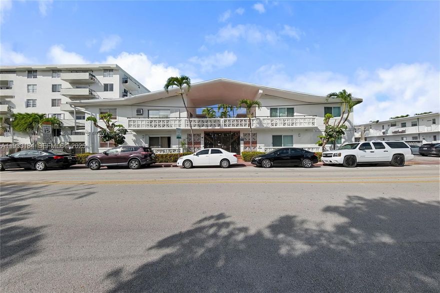 Fantastic southeast 1/1 corner unit in a waterfront building located on the second floor, just 3 blocks from the beach and ideally positioned along a scenic waterway in the back of the building with DIRECT ACCESS to Biscayne Bay and the ocean. Perfect as a primary residence or second home, this move-in-ready unit offers wood flooring throughout, and soaring 12-foot vaulted ceilings in the living area that create an open, light-filled atmosphere. (Only a few corner units in the building offer this higher ceiling), the modern kitchen features new stainless steel appliances and quartz countertops, while two private balconies overlook the adjacent park and provide access to a spacious covered area—ideal for enjoying fresh breezes and lush surroundings. The building has seen extensive recent improvements, including a new roof, refurbished underground sewer pipes, newly painted exterior and common areas, upgraded exterior lighting, refreshed landscaping, and refurbished handrails. A free city parking lot sits adjacent to the building for added convenience. Located in a quiet, safe neighborhood, the property sits directly across from a city park offering basketball and volleyball courts, exercise areas, a children’s playground, and a covered gathering area with restrooms. Walk to shops, restaurants, and all that the booming North Beach has to offer. Easy to show.