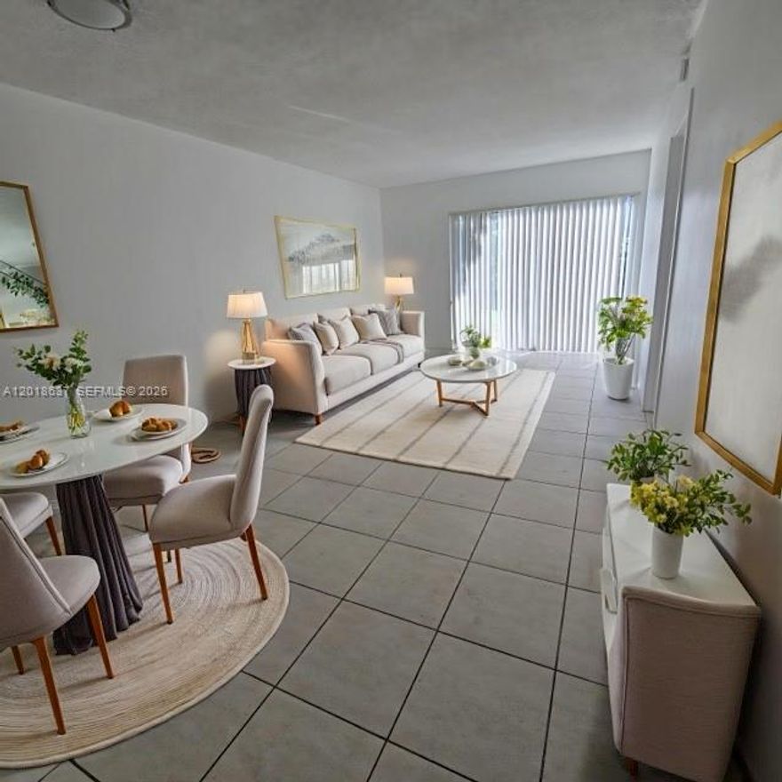 Great opportunity for end user or investor! Beautiful first-floor unit featuring 2 bedrooms, 2 bathrooms, and ceramic tile floors. Gated community with 24-hour security service. Centrally located close to schools, shopping centers, major roadways, and public transportation. Kitchen recently remodeled, with new walls and updated plumbing. Unit is part of a portfolio sale. Seller motivated!