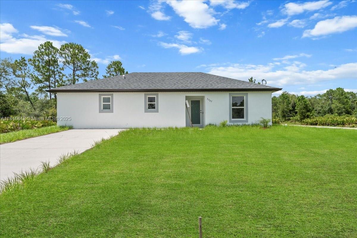$5,000 Seller concessions towards buyer closing costs and prepaids available. NEW CONSTRUCTION . Very spacious CORNER LOT! Expected to be completed August 2025***Beautiful 3 bedrooms, 2 bathrooms, located in a fast growing area in Lehigh Acres. This home has an Open floor plan, Porcelain tile floors throughout the entire home, Stainless steel kitchen appliances included, Impact windows and doors. Beautiful white cabinets and quartz counter tops. Schedule your showing today and come see this beautiful home!